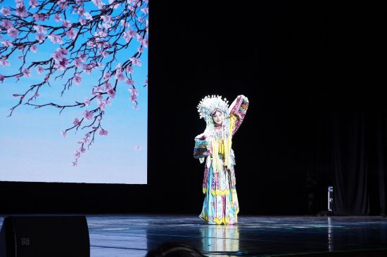 京劇表演藝術(shù)家、梅派男旦傳人胡文閣表演《貴妃醉酒》。人民日報記者 張洋攝